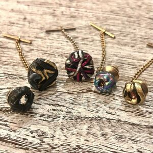 Unique Tie Tacks LOT of NEW 5 Pins Artisan Made Statement Colorful Textured